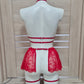 Mawi - red harness lingerie with skirt leg garter belt