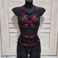 Chaos - red with black open harness women lingerie