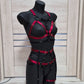 Chaos - red with black open harness women lingerie