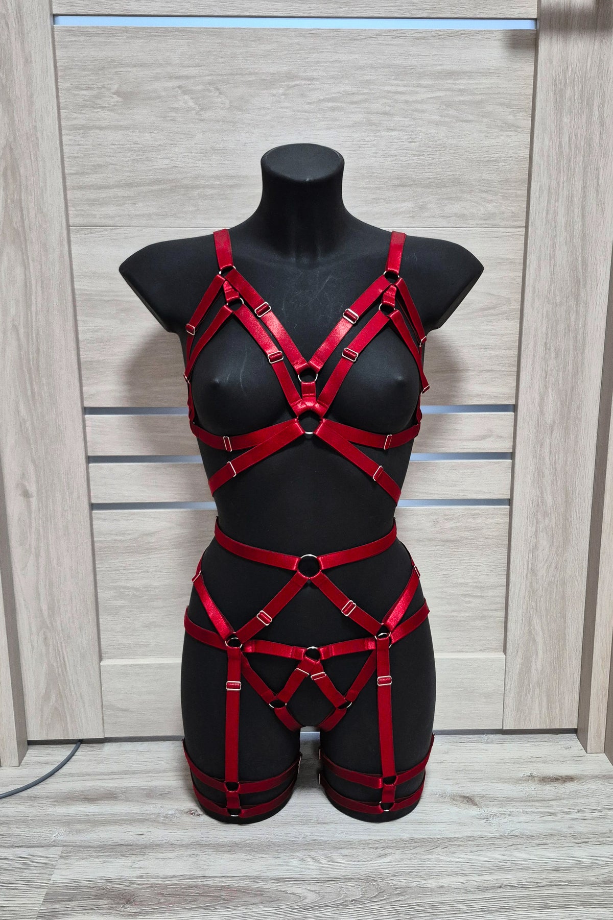 Fulla II - red harness lingerie set women