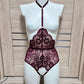 Calliope - burgundy sheer lace bodysuit