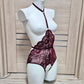 Calliope - burgundy sheer lace bodysuit