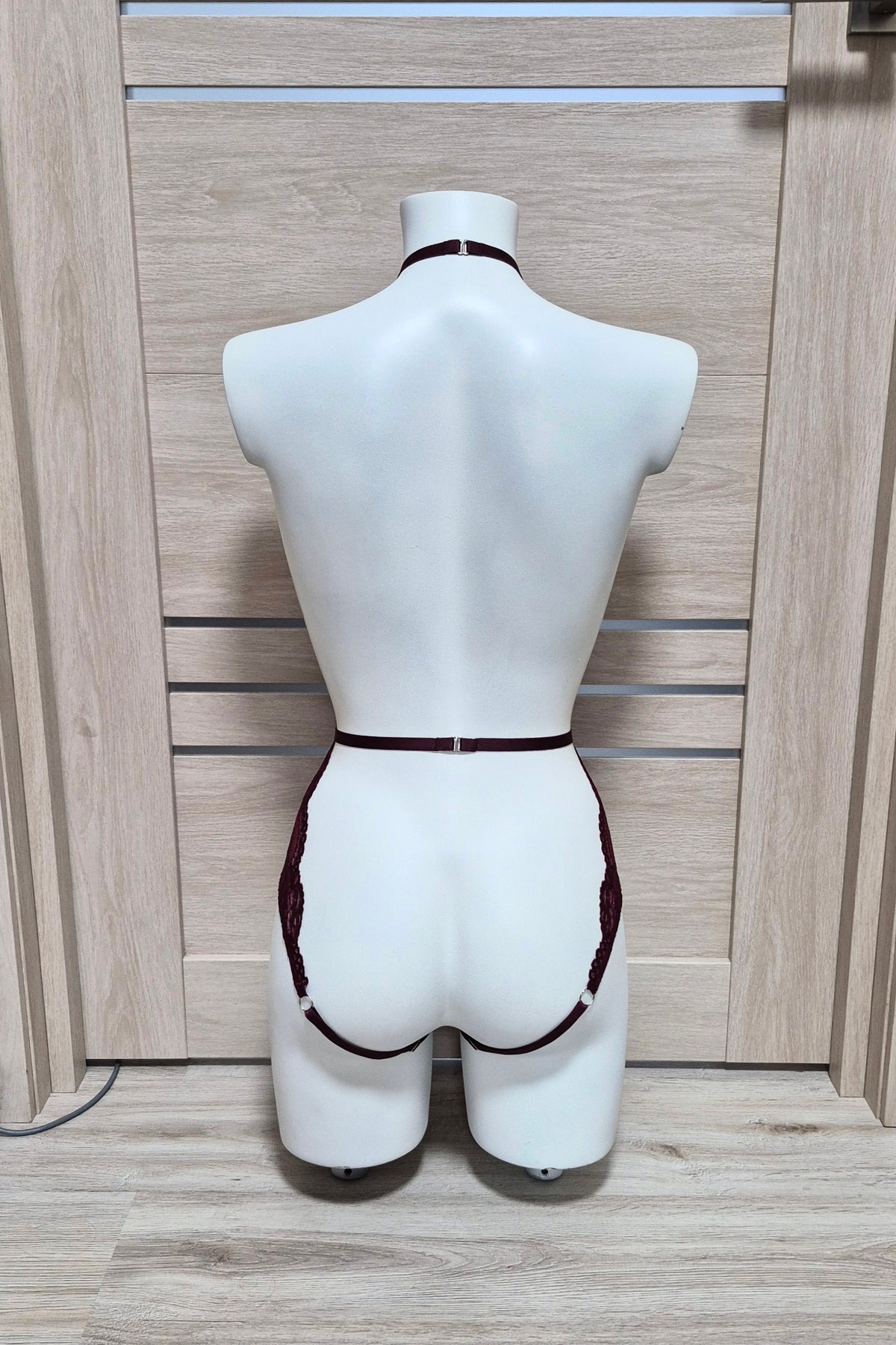 Calliope - burgundy sheer lace bodysuit