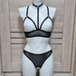 Skadi - black mesh crotchless lingerie set women
