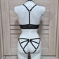 Skadi - black mesh crotchless lingerie set women