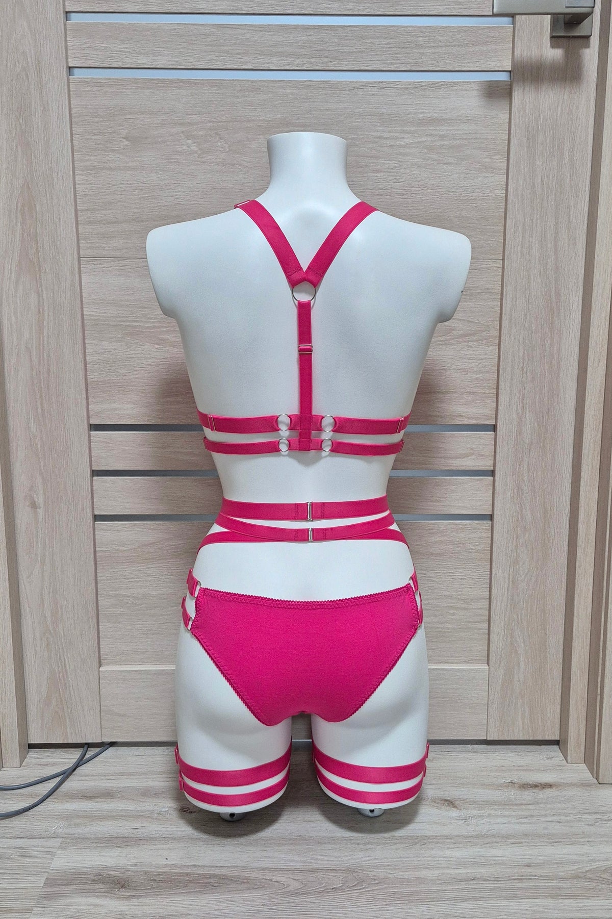 Faith - hot pink harness lingerie female set