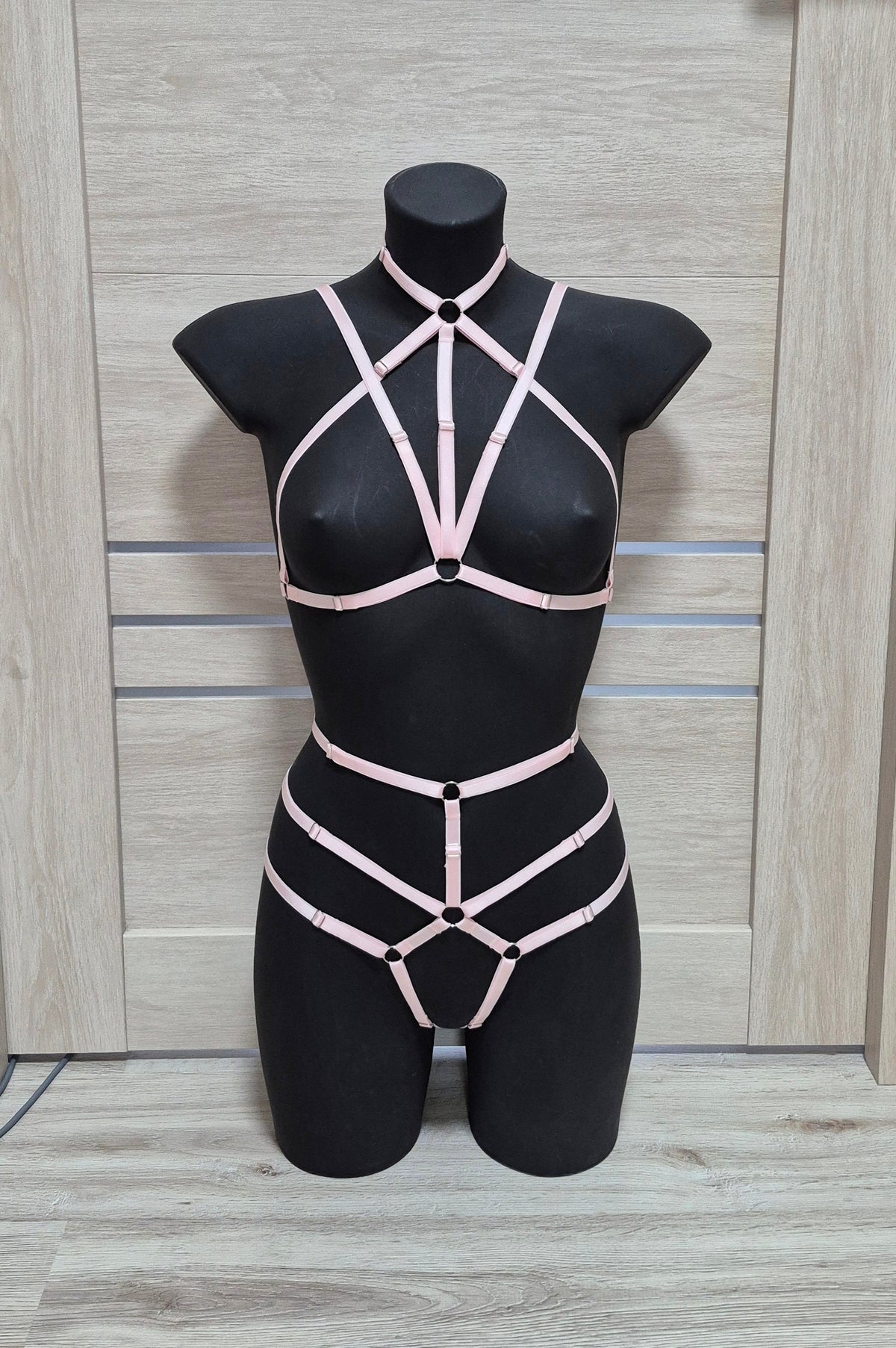 Katniss II - pink harness lingerie kinky party outfit