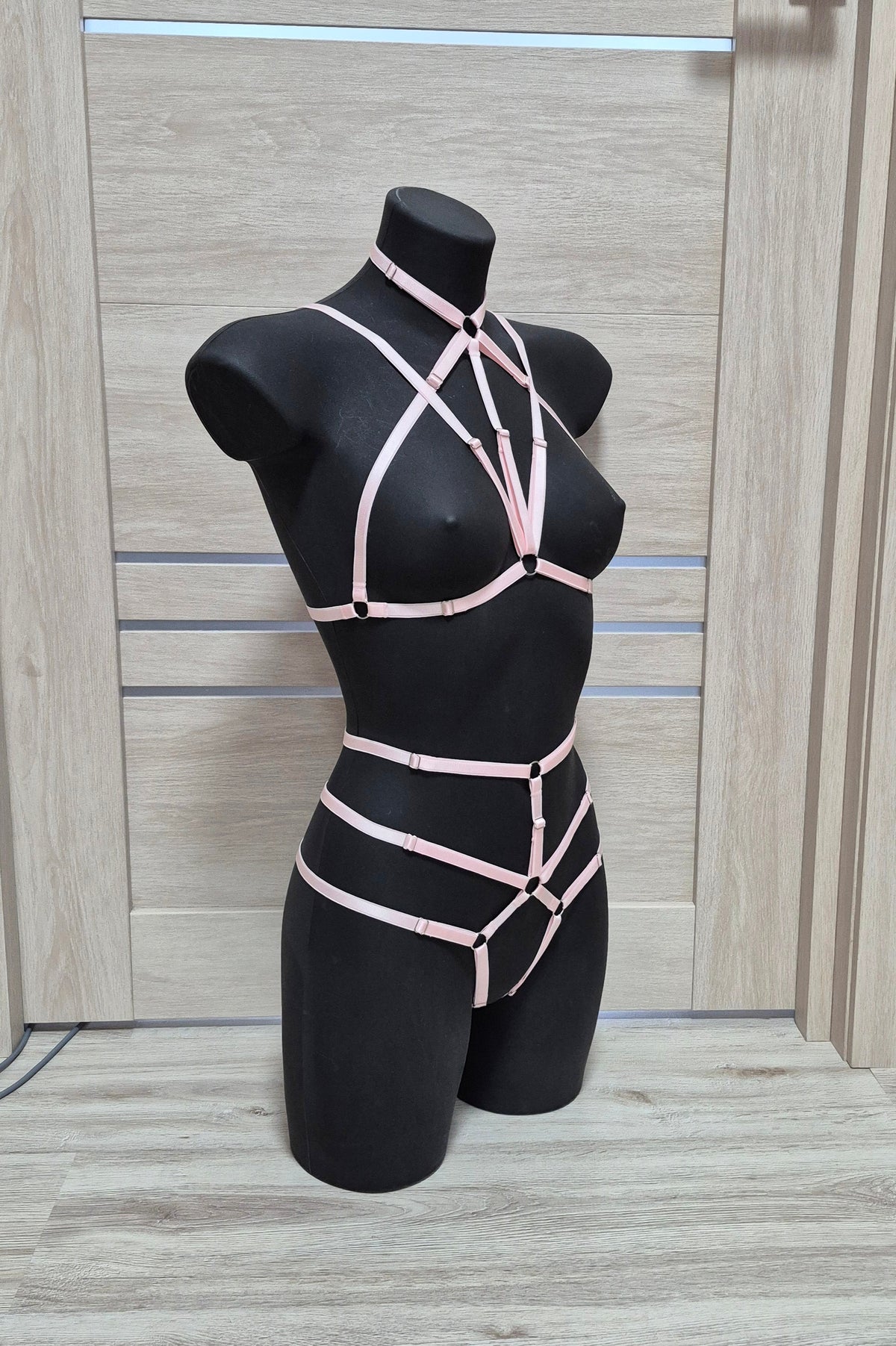 Katniss II - pink harness lingerie kinky party outfit