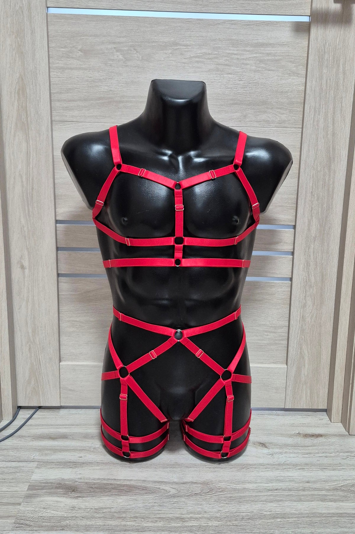 Baldur men - red harness lingerie rave outfit
