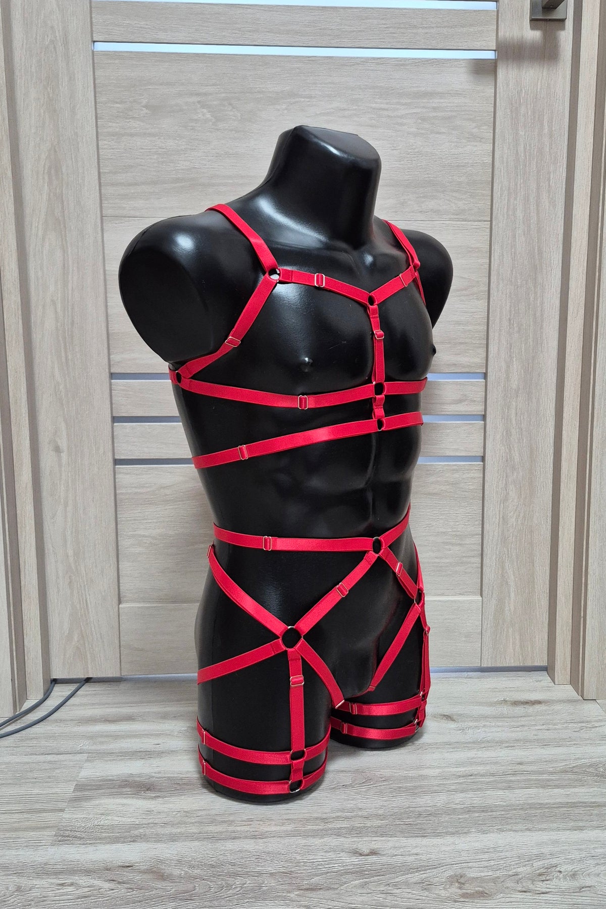 Baldur men - red harness lingerie rave outfit