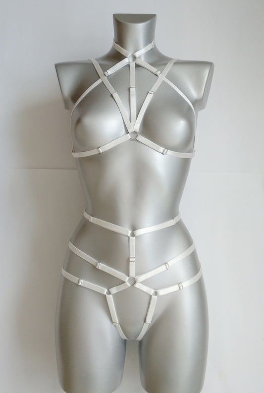 Katniss II - white women harness lingerie set