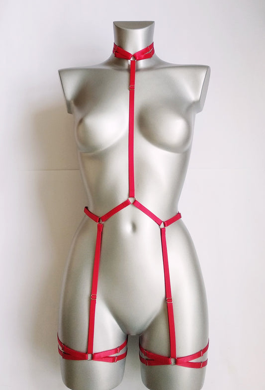 Alpha - red full body harness lingerie