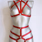 Katniss - red harness lingerie set with chest harness