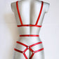 Katniss - red harness lingerie set with chest harness