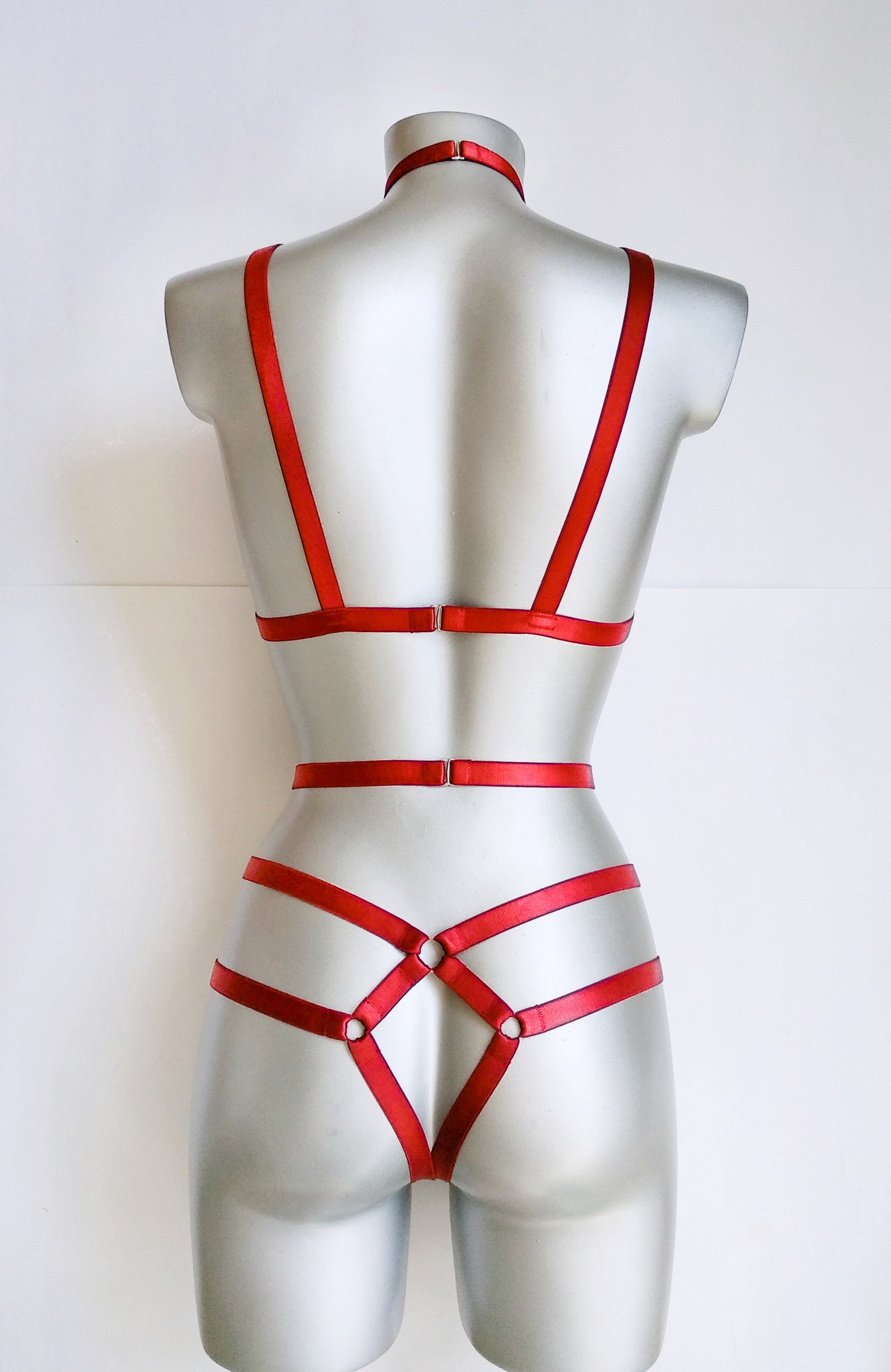 Katniss - red harness lingerie set with chest harness