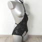Calliope - black open crotch bodysuit with collar harness