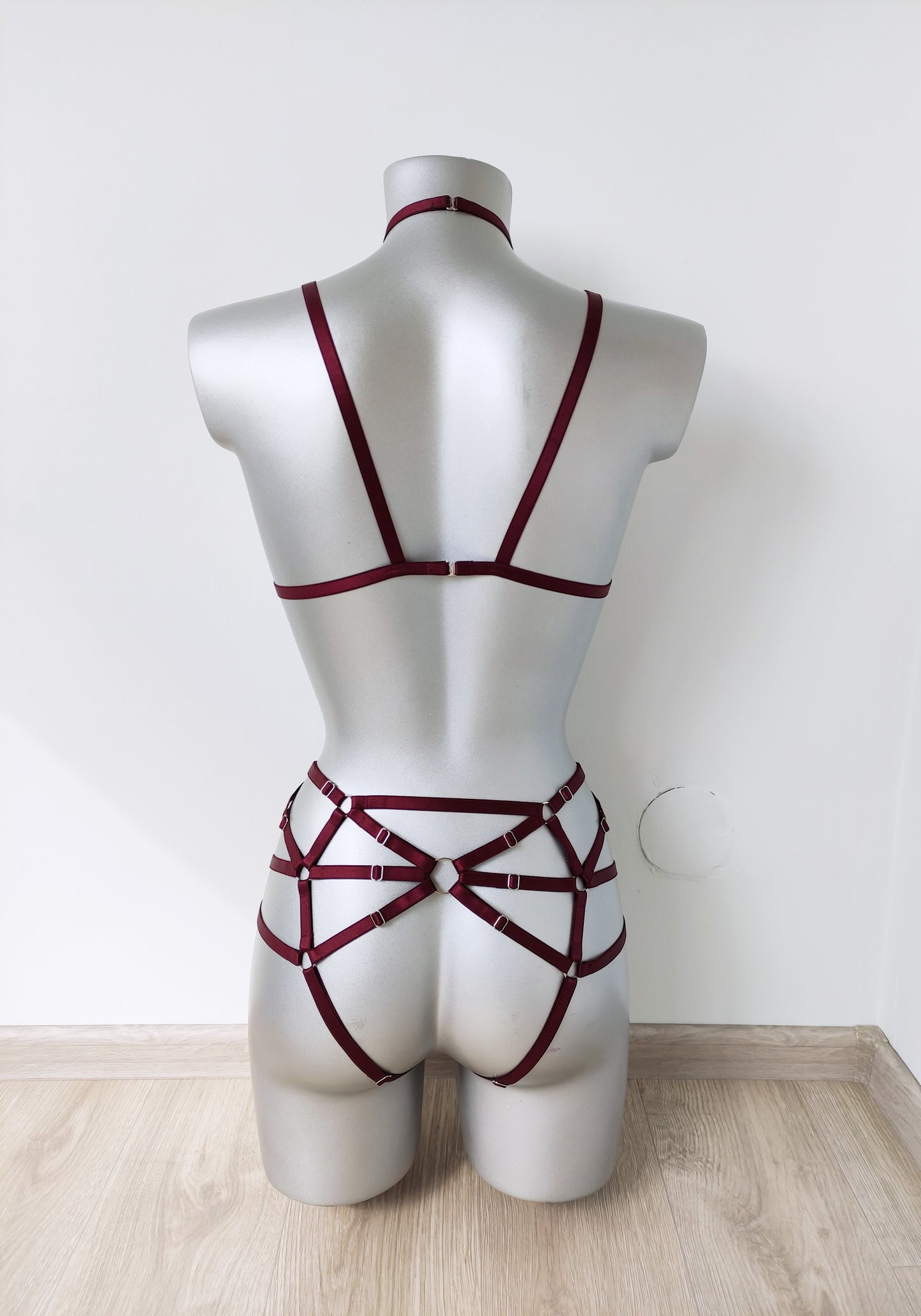 Saga III - wine harness lingerie set