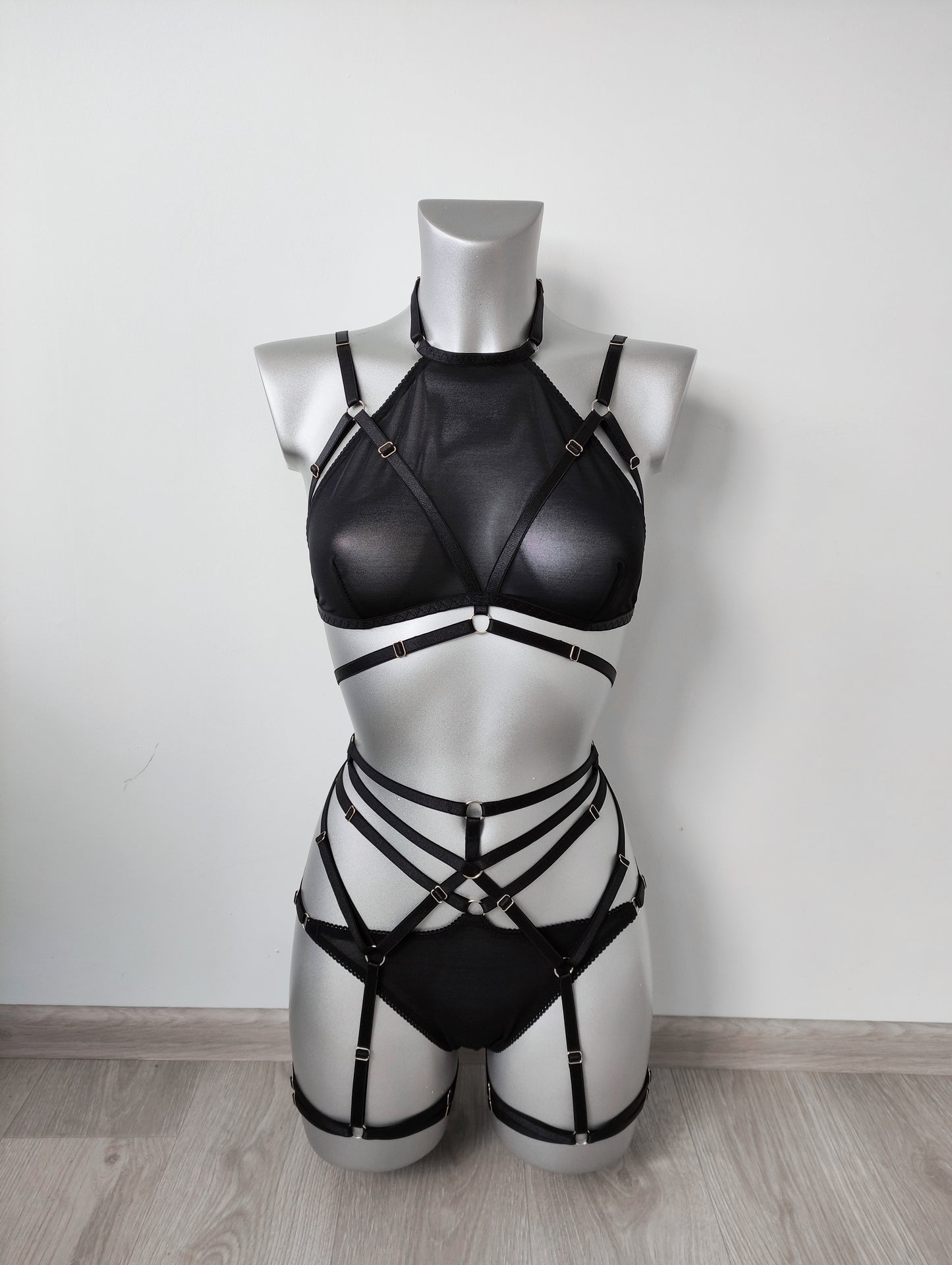 Pandora - black transparent women lingerie set