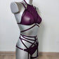 Pandora - plum mesh halter bra and panties lingerie set