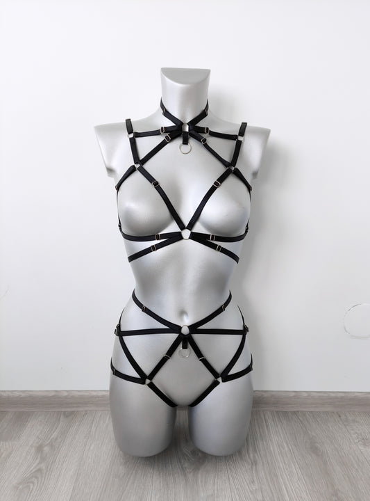 Hypnos - handmade women lingerie harness set
