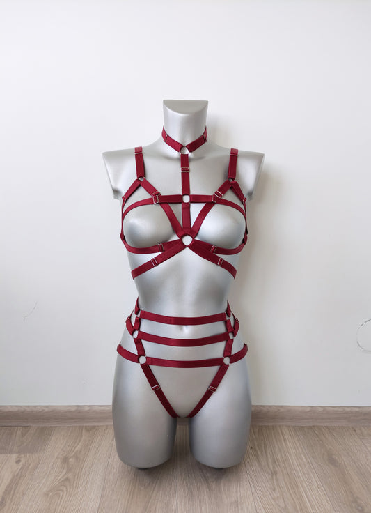 Artemis - crotchless harness lingerie set