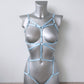 Aurora - light blue open crotch bodysuit lingerie