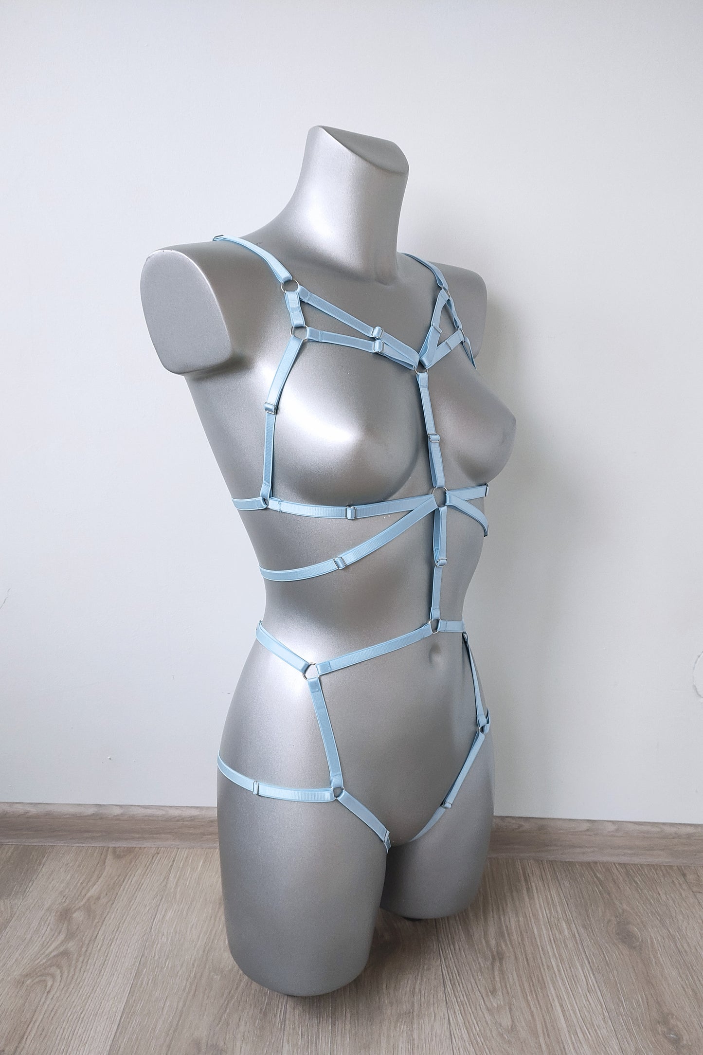 Aurora - light blue open crotch bodysuit lingerie