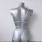 Aurora - light blue open crotch bodysuit lingerie