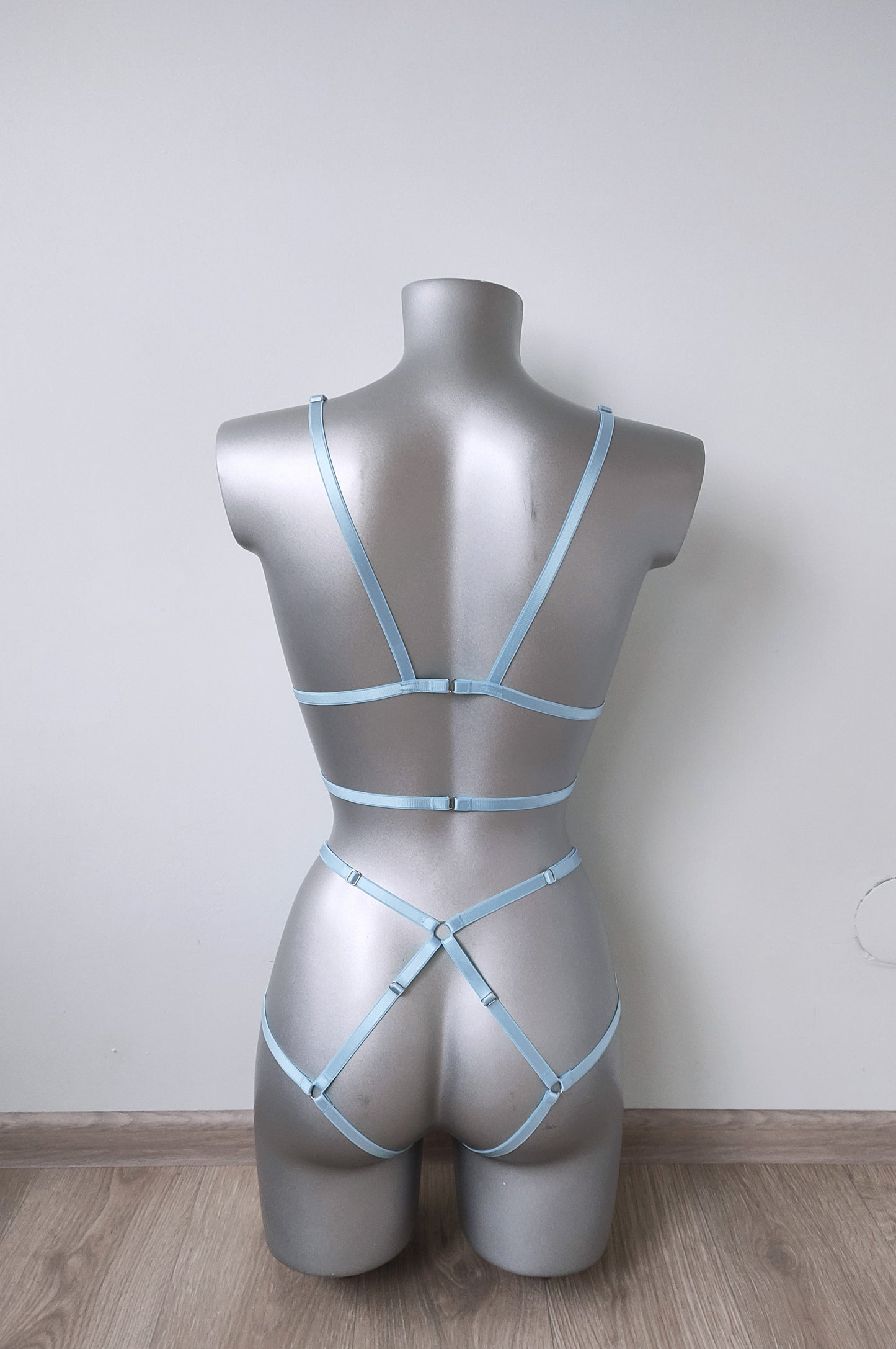 Aurora - light blue open crotch bodysuit lingerie
