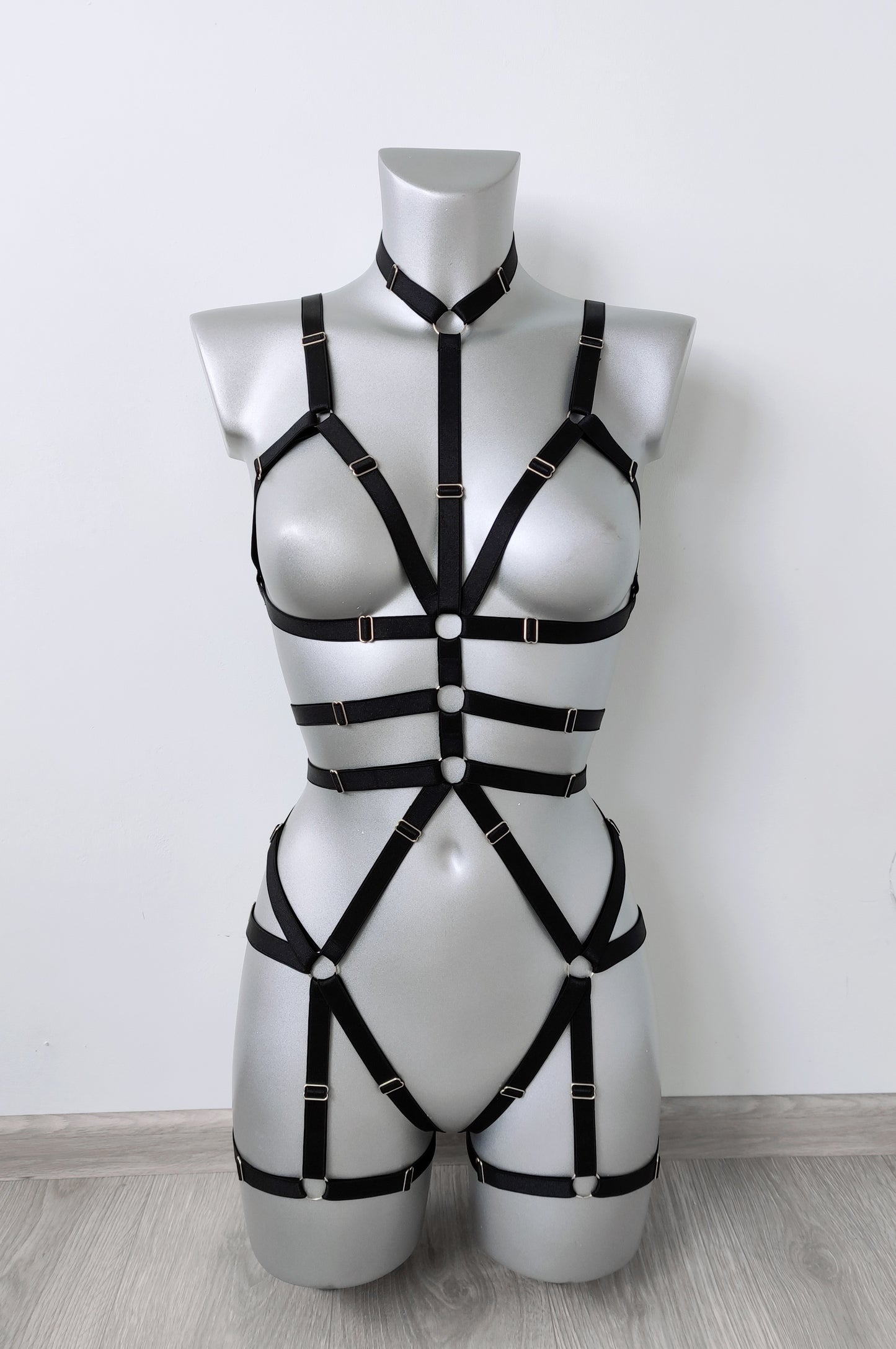 Roksolana - full body open crotchless harness bodysuit