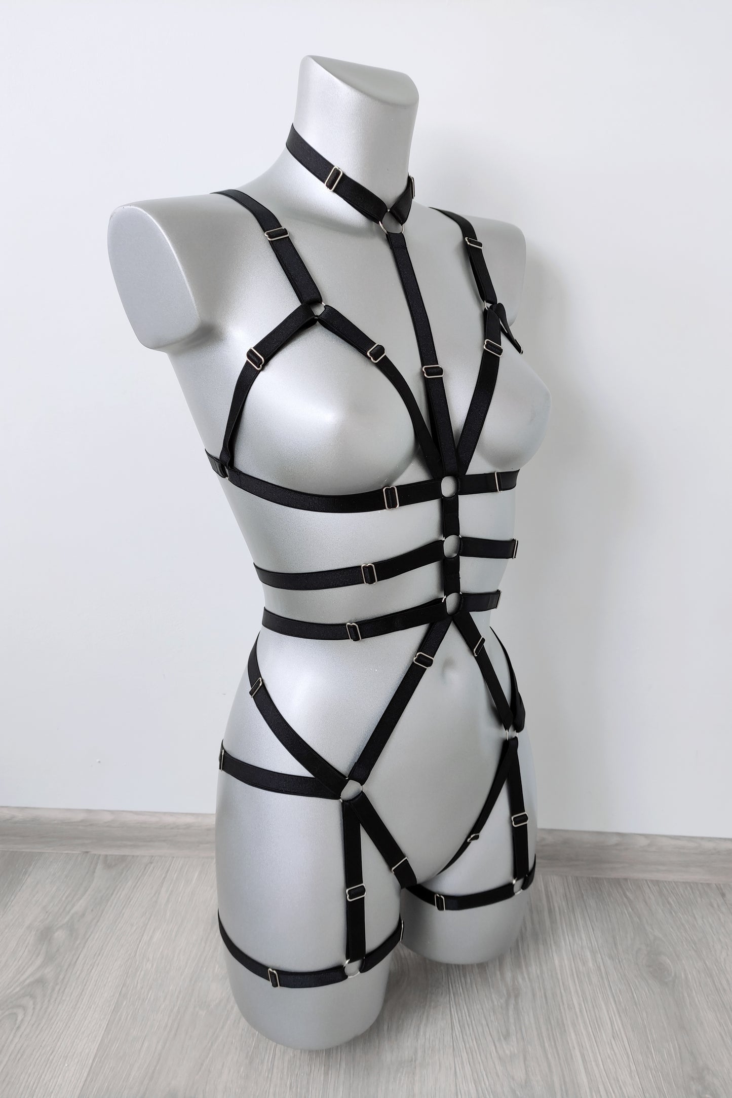 Roksolana - full body open crotchless harness bodysuit