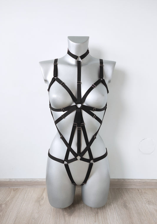 Sigyn - open crotchless harness bodysuit women