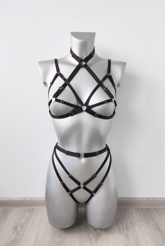 Mara II - see through women harness lingerie set