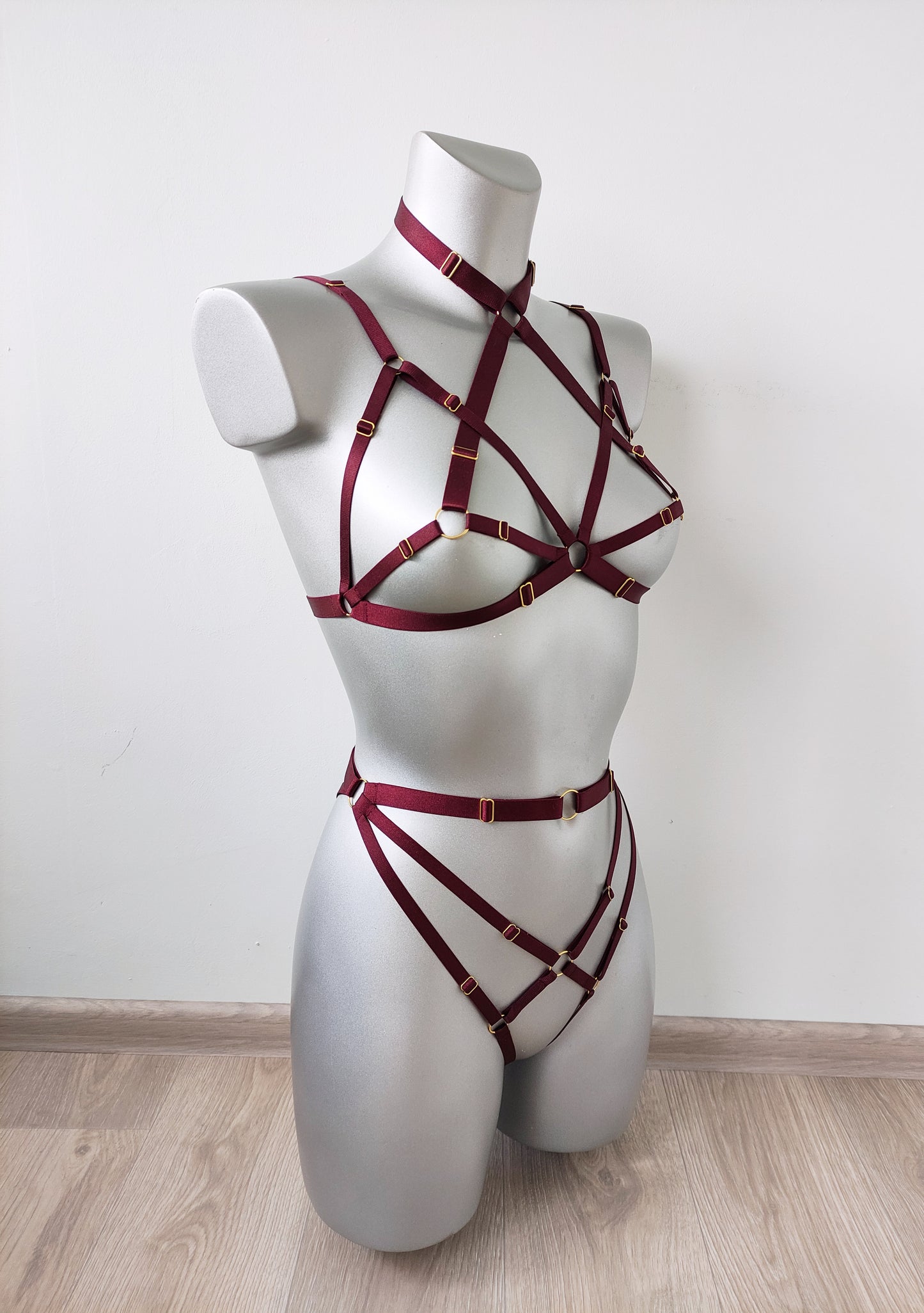 Mara II - transparent women harness lingerie set