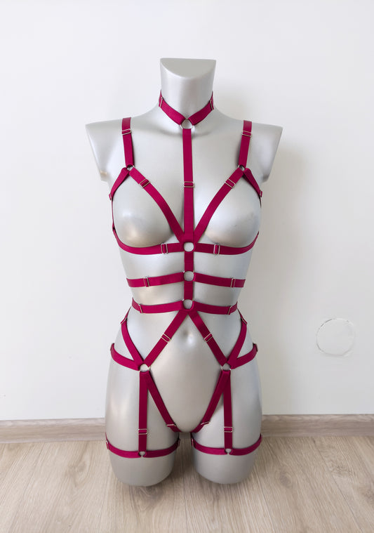 Roksolana - women open crotch cupless bodysuit harness