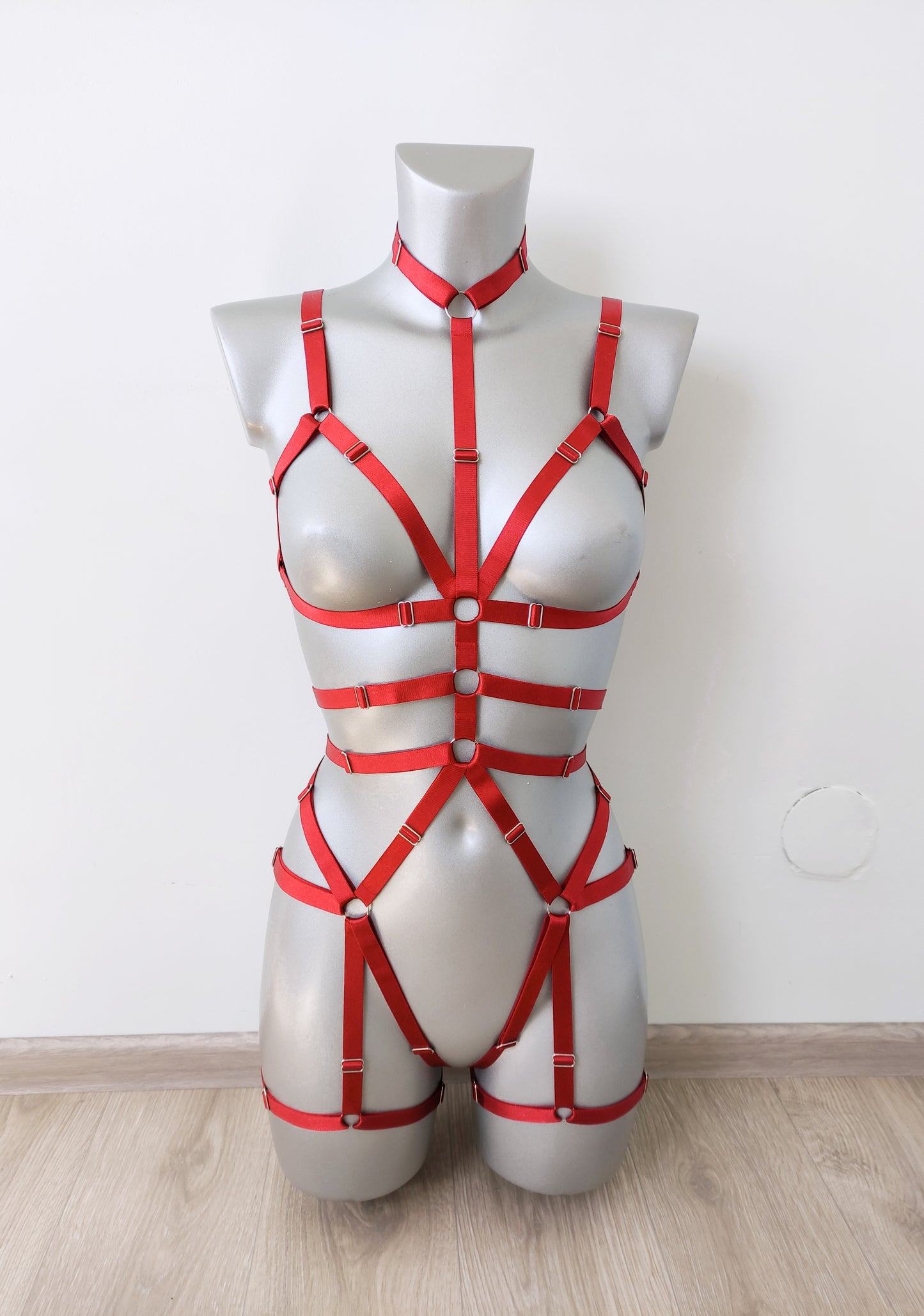 Roksolana - full body open crotchless harness bodysuit