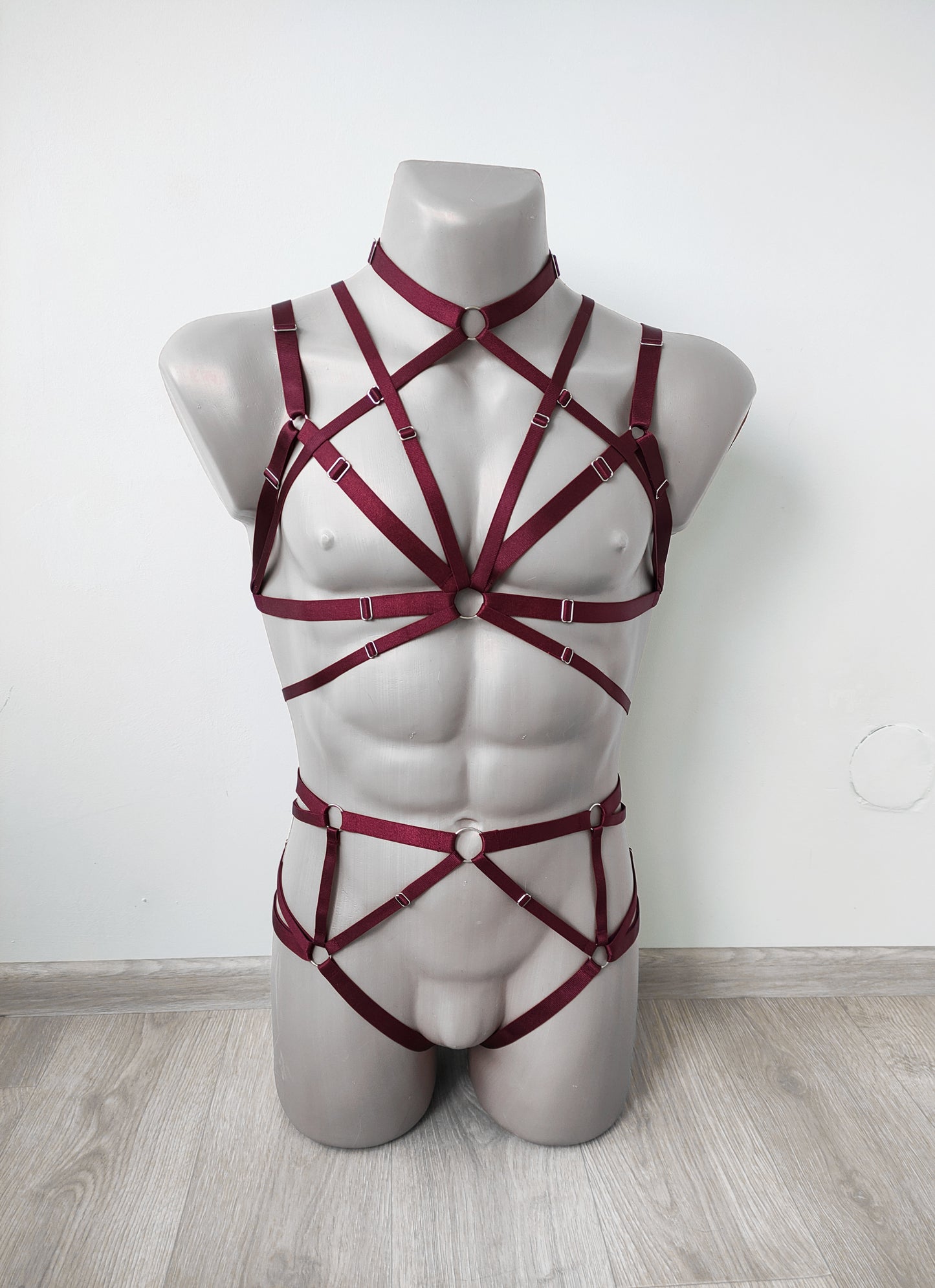 Saga men - leather man harness set open body