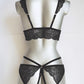 Cleopatra - black cupless bra and crotchless panty set