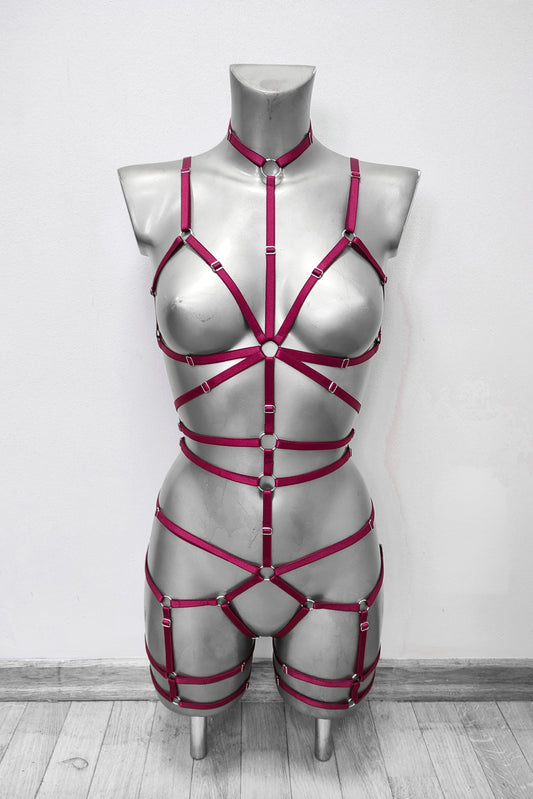 Siren II - chest women harness full body lingerie open