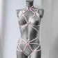 Hypnos - pink female harness lingerie set with collar
