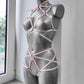 Hypnos - pink female harness lingerie set with collar
