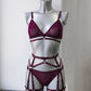 Ravenna - wine mesh lingerie set for woman