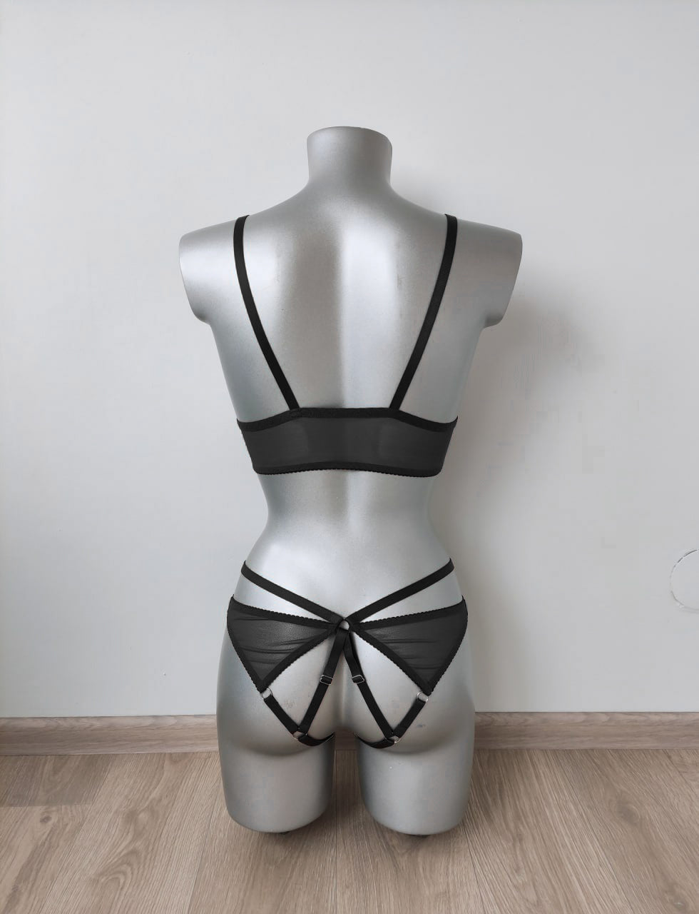 Frigg - black crotchless lingerie set women