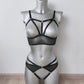 Frigg - black crotchless lingerie set women