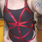 Mokosh - red harness lingerie bondage bodysuit for woman