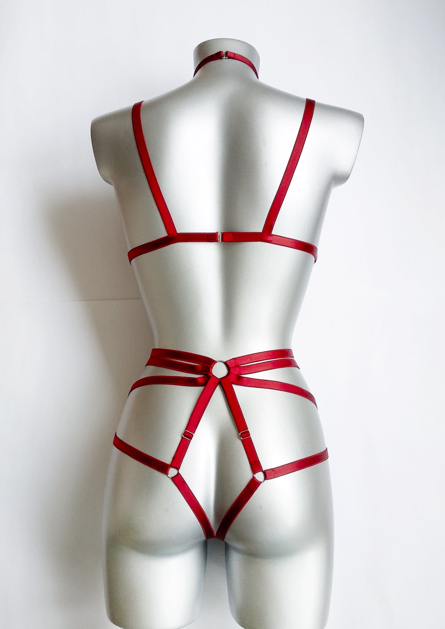 Kitana II - red harness lingerie set female