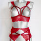 Cleopatra - red lace sheer women lingerie set