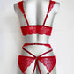 Cleopatra - red lace sheer women lingerie set