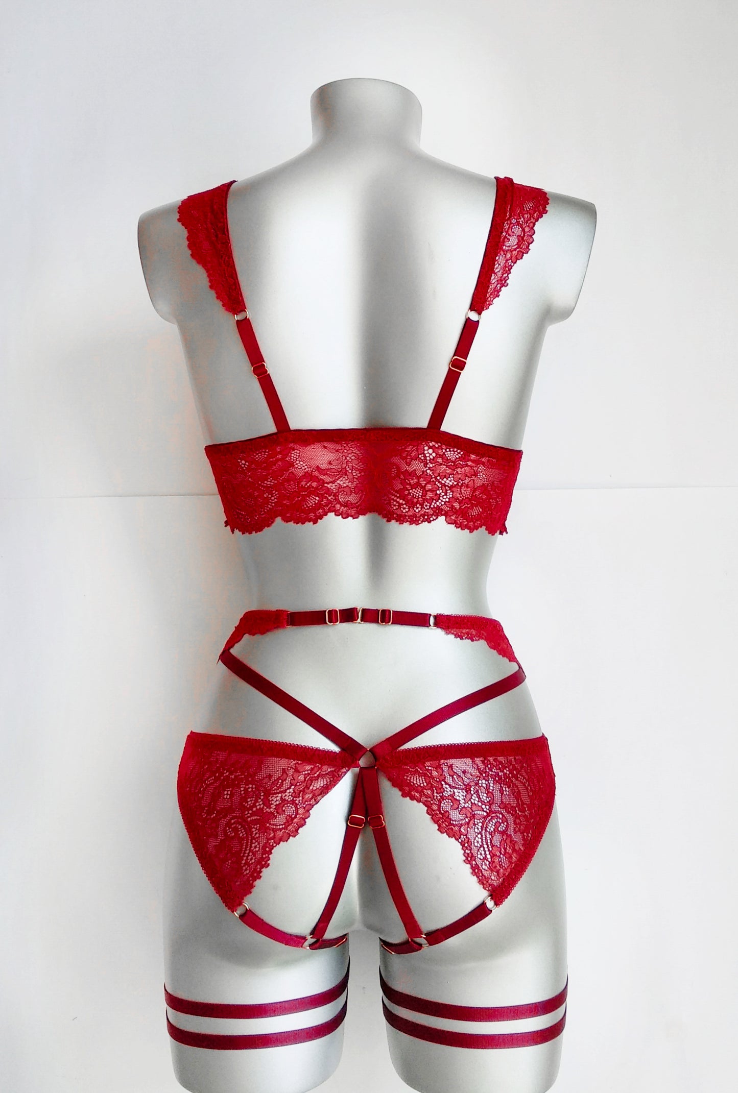 Cleopatra - red lace sheer women lingerie set