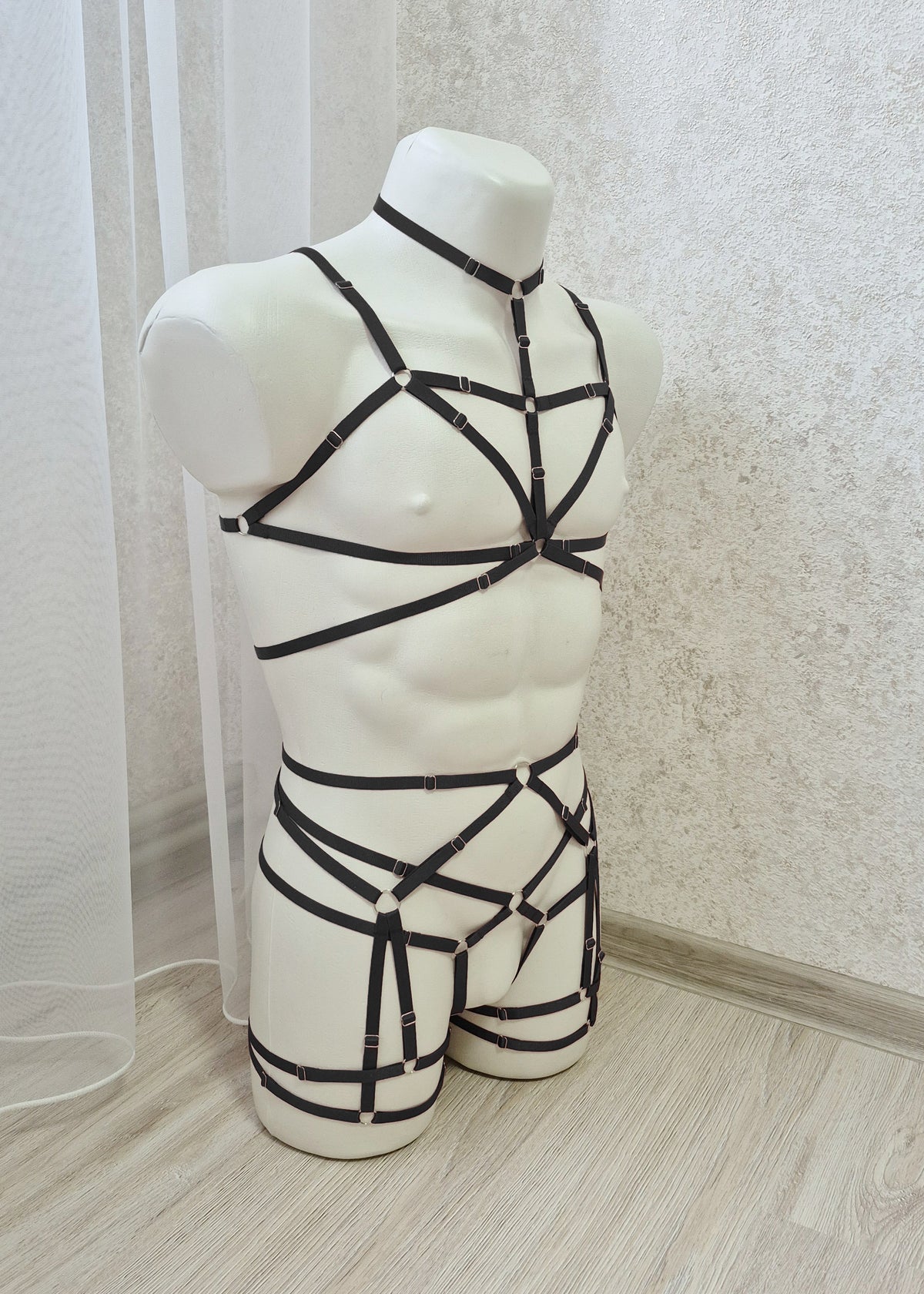 Vali men - black collar chest harness set